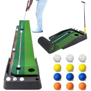 بساط جولف أخضر مع خاصية إرجاع الكرة تلقائيًا، مساعد تدريب على ممارسة الجولف، طويل جدًا 9.84 قدم، أخضر احترافي للاستخدام الداخلي/الخارجي مع 12 كرة إضافية سجادة جولف قابلة للطي in Kuwait