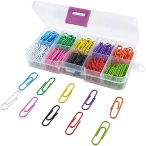 250-Piece Set of Colorful Large Paper Clips in 3 Sizes with Plastic Storage Box - Durable, Rust-Resistant Office Stationery
