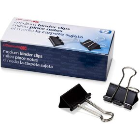 Officemate Medium Binder Clips, Black, 12 count (Pack of 12)