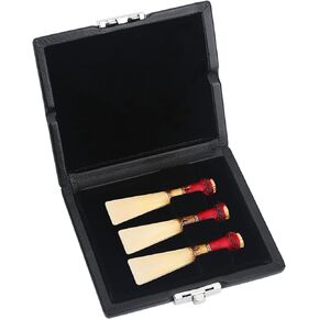Bassoon Reed Container Box, PU Leather Cover Case with 3pcs Reed Slots, Durable Bassoon Accessory for Bassoonists