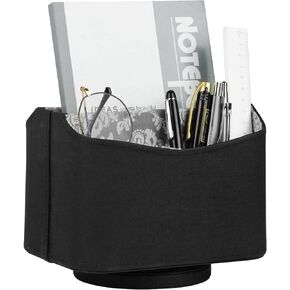 HofferRuffer Elegant Spinning Remote Control Holder, Remote Controller Holder, Remote Caddy, Media Storage Organizer, Spinning Remote Control Organizer, 7.3X 5.5 x 6 inches, Nice Black PU Leather