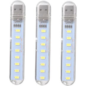 DOITOOL 9 Pcs Decorative Led Light Mini Reading Lamp Computer Lights for Laptop Small Keyboard Light Laptop Keyboard Light Car Night Light Led Nightlight Car Trim Plastic USB White Lantern