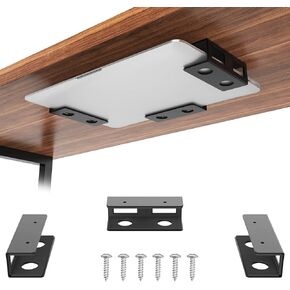 GOME Under Desk Laptop Mount Metal Bracket with Felt Board to Protect Your Laptop, Under Desk Laptop Tray Holder Desk Shelf with Screws to Enhanced Stability