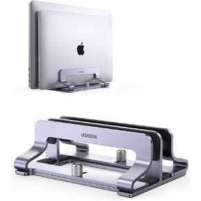 UGREEN Vertical Laptop Stand Holder Desk Dual Aluminum Dock Compatible with MacBook Pro Air Laptop Stand Desktop Adjustable, Lenovo Ideapad, Surface Book, HP Notebook, Dell Chromebook Up to 17.3 Inch