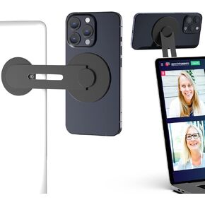 Continuity Magnetic Laptop Phone Holder - 180° Adjustable Continuity Camera Mount Adapter Compatible with MagSafe, MacBook Mount Computer Monitor Expansion Bracket for Smartphone