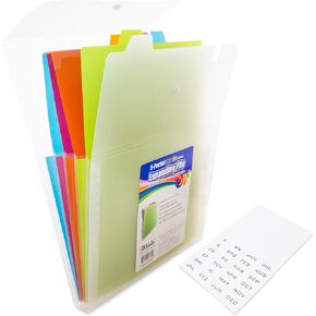 BAZIC Expanding File Folder 7 Pockets w/Color Tab, Letter Size Plastic File Pocket Folders, Home Office Supplies, Paper Documents Organizer, 1-Pack