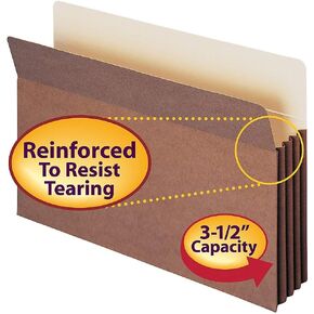 Smead TUFF® Pocket File Pocket, Straight-Cut Tab, 7" Expansion, Legal Size, Redrope, 5 per Box (74395)