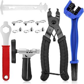 Bike Chain Tool Kit, 11PCS Bicycle Chain Tool with Bike Link Plier, Bicycle Chain Breaker Splitter, Chain Wear Indicator and Chain Checker, Road Mountain Bike Chain Repair Tools for All Bike Chains