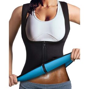 Women Neoprene Sauna Vest Waist Trainer Hot Sweat Slim Corset Body Shaper with Zipper Workout Tank Top