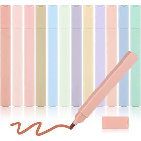 12 Pieces Aesthetic Bible Highlighters and Pens No Bleed with Chisel Tip Pastel Markers Multicolor Kawaii Stationary for Office School Supplies (Elegant Style)