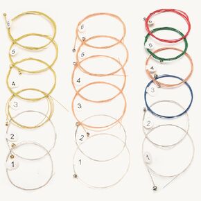 6 Pieces Acoustic Guitar Strings Set (String Gauge 0.01-0.05),(10-50), Replacement Bronze Strings, Ideal for Beginners and Performers - (Color, Brass)