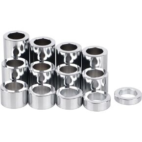 Chrome 13PCS Wheel Axle Spacer Kit I.D. 3/4" (0.75) - O.D. 1-1/8" (1.125) CNC Aluminum Compatible with Harley Bobbers Choppers Dyna Softail Touring Electra Glide Sportster 883 1200
