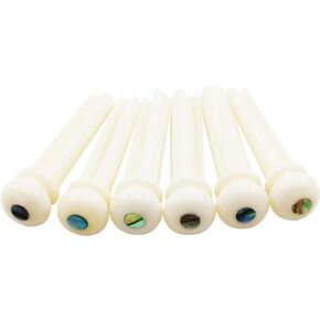 Acoustic Guitar Bridge Pins Cattle Bone Ox Bone Guitar Pegs Inlaid Abalone Shell Dot Guitar Replacement Endpins 6pcs Slotted