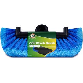 SCRUBIT 12" Car Wash Brush with Soft Bristles for Car Truck Boat Deck & House Cleaning, Exterior Washing Brush Connects with Pole & Hose Storage Bag Included (Blue)