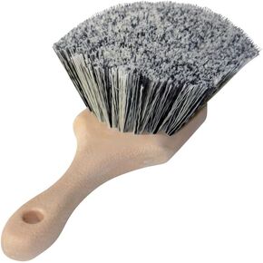Nanoskin Professional 8.5-Inch Gentle Surface Cleaning Brush with Durable Salt & Pepper Polystyrene Bristles, Compact Short Handle, Resistant to Acids/Detergents, Perfect for Car Detailing & Home Use