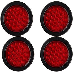 4 قطع 4 بوصة مصابيح LED مستديرة للمقطورة الخلفية باللون الأحمر 24 LED مقاومة للماء 4 بوصة توقف الفرامل بدوره الذيل ماركر أضواء مقطورة محكمة الغلق للشاحنة مقطورة RV قارب Jeep UTE UTV 12V جروميت والمكونات متضمنة in Kuwait