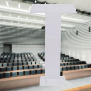 Conference Pulpit Acrylic Transparent Podium Clear Church Lectern Podium Office Pulpit for Churches with Light and Remote Control 24x16x43 Inch (Black Wrought Iron Podium)