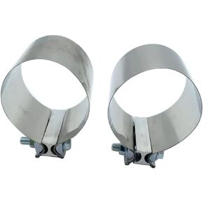 1 Pair 2pcs SHLPDFM 4" Inch Exhaust Band Clamp T304 Stainless Steel Butt Joint Band Exhaust Clamp Sleeve Coupler Universal for the Catback Muffler Downpipe