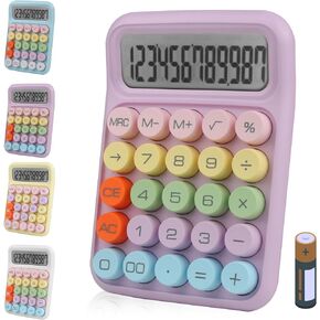 Colorful Electronic Calculator,12 Digit Large LCD Display and Big Round Buttons Candy-Colored Desktop Calculator for Office,School,Home,Business(US-COCA-Blue)