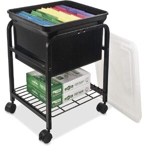 INNOVATIVE STORAGE DESIGN Hanging Rolling File Cart with Clear Lid, 15-5/8 in. x 18 in. x 25-5/8 in, Black