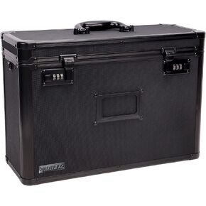 Vaultz Locking File Organizer Box - 13.5 x 13.25 x 10.5 Inch Large, Portable Locking Storage Box for Filing Letters & Documents w/Combination Lock, Black