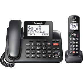 Panasonic Corded/Cordless Phone with Advanced Call Block, 2-Way Recording and Digital Answering Machine, 2 Handsets Expandable up to 6 Cordless Handsets - KX-TGF852B (Black)