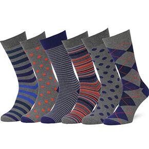 Easton Marlowe Mens Dress Socks - Fun Colorful Socks for Men - Cotton Patterned Fashion Mens Socks 6 Pack