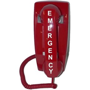 Emergency Wall Telephone Pre-programmed to Auto Dial 911 - RED