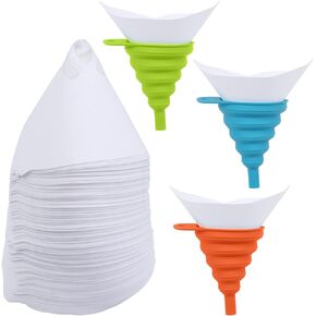 ZYNERY 250 PCS Paint Strainer, Paint Filters Disposable Paper Cone for Automotive Paint Spray Guns, with 3 Silicone Funnel Resin Filters (150 Micron)