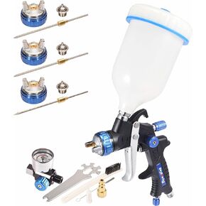 Dynastus 22 oz. Professional Composite HVLP Air Spray Gun Detail Paint Sprayer, 2.0mm Nozzle, with 3 Nozzles & Air Regulator Kits