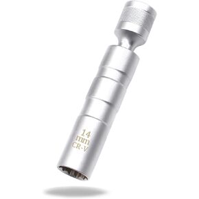 14 mm Magnetic Spark Plug Socket 360 Degree Swivel Spark Plug Socket Thin Wall Socket 3/8 Inch Drive 12-Point