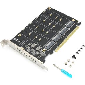 بطاقة محول M.2 NVME إلى PCIE X16، بطاقة توسيع قارئ محول القرص الصلب PH44 4 منافذ M، سرعة عالية 4 × 32 جيجابت في الثانية NVMe إلى بطاقة توسيع وحدة تحكم مضيف PCIE (ph44)