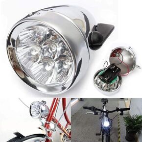 Vintage Retro Bicycle Bike Front Light Lamp 7 LED Fixie Headlight with Bracket (Silver)