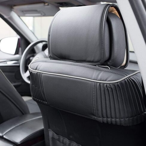 FH Group Front Set Faux Leather Seat Cushions - Car Seat Covers for Low Back Seat, Universal Fit, Airbag Compatible Car Seat Cover for SUV, Sedan, Solid Black in Saudi Arabia