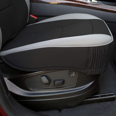 FH Group Front Set Faux Leather Seat Cushions - Car Seat Covers for Low Back Seat, Universal Fit, Airbag Compatible Car Seat Cover for SUV, Sedan, Solid Black in Saudi Arabia