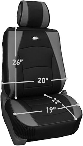 FH Group Front Set Faux Leather Seat Cushions - Car Seat Covers for Low Back Seat, Universal Fit, Airbag Compatible Car Seat Cover for SUV, Sedan, Solid Black in Saudi Arabia