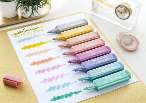 Faber-Castell Metallic Highlighter Set - Assortment of 8 Subtle Glitter Highlighter Markers - Note Taking and Journaling Supplies in Saudi Arabia