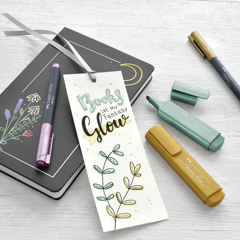 Faber-Castell Metallic Highlighter Set - Assortment of 8 Subtle Glitter Highlighter Markers - Note Taking and Journaling Supplies in Saudi Arabia