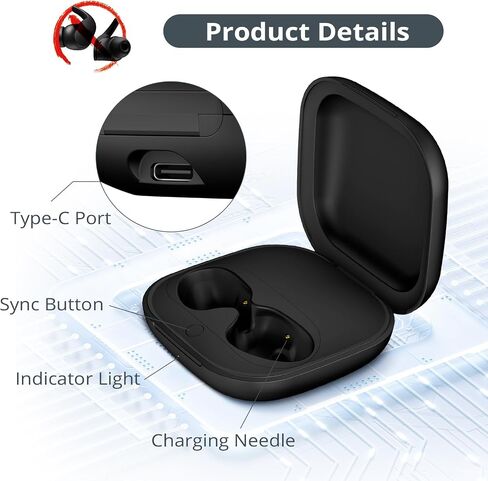 Charging Case Replacement Compatible for Beats Fit Pro, Portable Charger Case Support to Wireless Pairing, with Sync Button, 700mAh Built-in Battery, Charge Earbuds 3 Times, Black in Saudi Arabia
