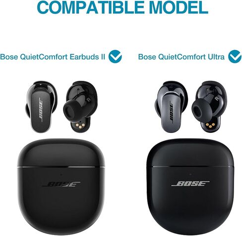 حافظة SURITCH لسماعات Bose QuietComfort Earbuds II 2022/QuietComfort Ultra 2023، غطاء واقي مقاوم للصدمات لملحقات حافظة الشحن Bose QC ii 2 مع حلقة تسلق، أسود in Kuwait
