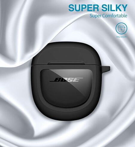 حافظة SURITCH لسماعات Bose QuietComfort Earbuds II 2022/QuietComfort Ultra 2023، غطاء واقي مقاوم للصدمات لملحقات حافظة الشحن Bose QC ii 2 مع حلقة تسلق، أسود in Kuwait