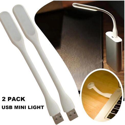 Sokelinn-six Mini USB Light، مصباح قراءة الكتب المحمول مع 6 مصابيح LED لحماية البصر، يعمل بمنفذ USB لبنك الطاقة والكمبيوتر المحمول المرن القابل للانحناء ليلاً - قطعتان (أسود) in Saudi Arabia