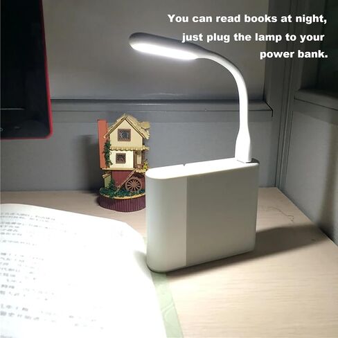 Sokelinn-six Mini USB Light، مصباح قراءة الكتب المحمول مع 6 مصابيح LED لحماية البصر، يعمل بمنفذ USB لبنك الطاقة والكمبيوتر المحمول المرن القابل للانحناء ليلاً - قطعتان (أسود) in Saudi Arabia