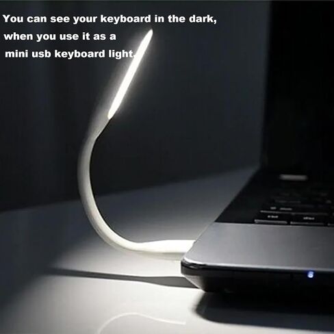 Sokelinn-six Mini USB Light، مصباح قراءة الكتب المحمول مع 6 مصابيح LED لحماية البصر، يعمل بمنفذ USB لبنك الطاقة والكمبيوتر المحمول المرن القابل للانحناء ليلاً - قطعتان (أسود) in Saudi Arabia