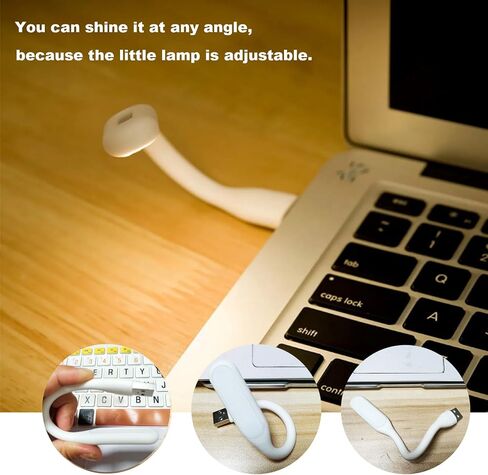 Sokelinn-six Mini USB Light، مصباح قراءة الكتب المحمول مع 6 مصابيح LED لحماية البصر، يعمل بمنفذ USB لبنك الطاقة والكمبيوتر المحمول المرن القابل للانحناء ليلاً - قطعتان (أسود) in Saudi Arabia