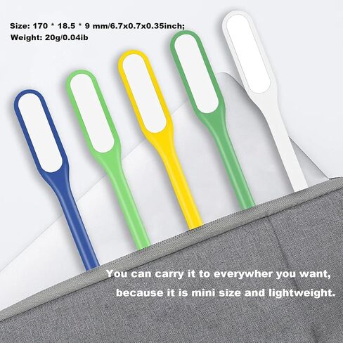 Sokelinn-six Mini USB Light، مصباح قراءة الكتب المحمول مع 6 مصابيح LED لحماية البصر، يعمل بمنفذ USB لبنك الطاقة والكمبيوتر المحمول المرن القابل للانحناء ليلاً - قطعتان (أسود) in Saudi Arabia
