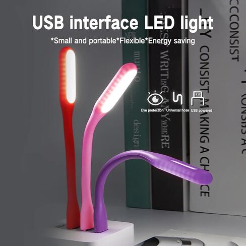 Sokelinn-six Mini USB Light, Portable Book Reading Lamp with 6 LEDs Protect Eyesight, USB Powered for Power Bank Computer Laptop Flexible Bendable Night Light-2 Pack (Black) in Kuwait