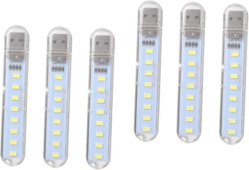 DOITOOL 6 قطع لوحة مفاتيح ليلية صغيرة محمولة USB Led USB مروحة ضوء LED للكمبيوتر المحمول ديكور الكمبيوتر المحمول USB ضوء محمول ليلي ضوء سيارة تقليم Led مصباح دفتر البلاستيك مظلة بيضاء in Saudi Arabia