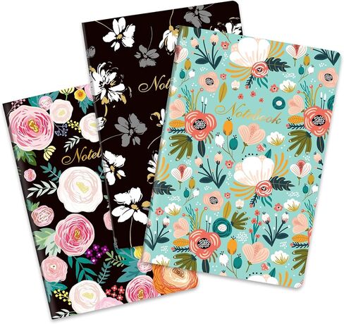 3 عبوات من دفاتر الملاحظات مقاس A5 - دفاتر يومية مبطنة، مقاس 8 بوصات × 5 بوصات، 180 صفحة/حزمة، ورق سميك 100 جرامًا للمتر المربع، دفاتر ملاحظات كلاسيكية مسطرة بالكلية للمكتب واللوازم المدرسية in Kuwait