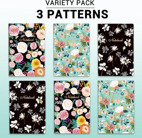 3 عبوات من دفاتر الملاحظات مقاس A5 - دفاتر يومية مبطنة، مقاس 8 بوصات × 5 بوصات، 180 صفحة/حزمة، ورق سميك 100 جرامًا للمتر المربع، دفاتر ملاحظات كلاسيكية مسطرة بالكلية للمكتب واللوازم المدرسية in Kuwait